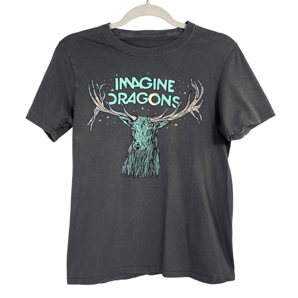 Imagine Dragons Band Tee S | Graphic Elk in Stars T-Shirt Gray 100% Cotton Rock - Picture 2 of 8